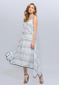 Diagonale Stripes Strappy Midi Dress