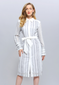 Bi-Material Striped Shirt Dress