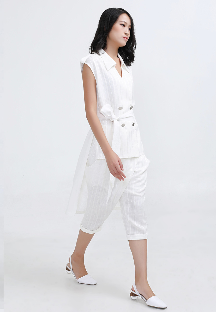 Waistcoat-Long Bi-Material-Tailored-W21032 02