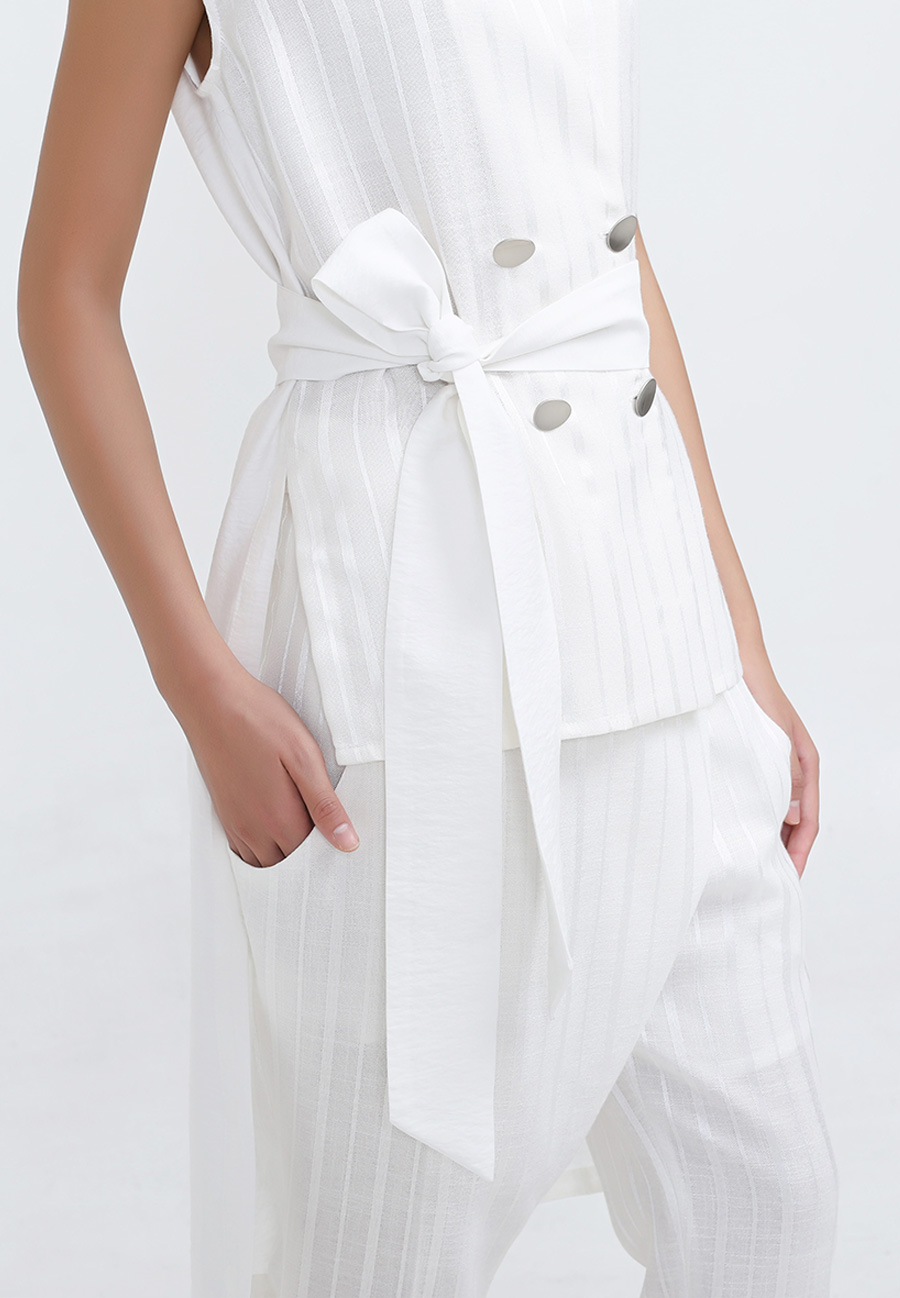 Waistcoat-Long Bi-Material-Tailored-W21032 05