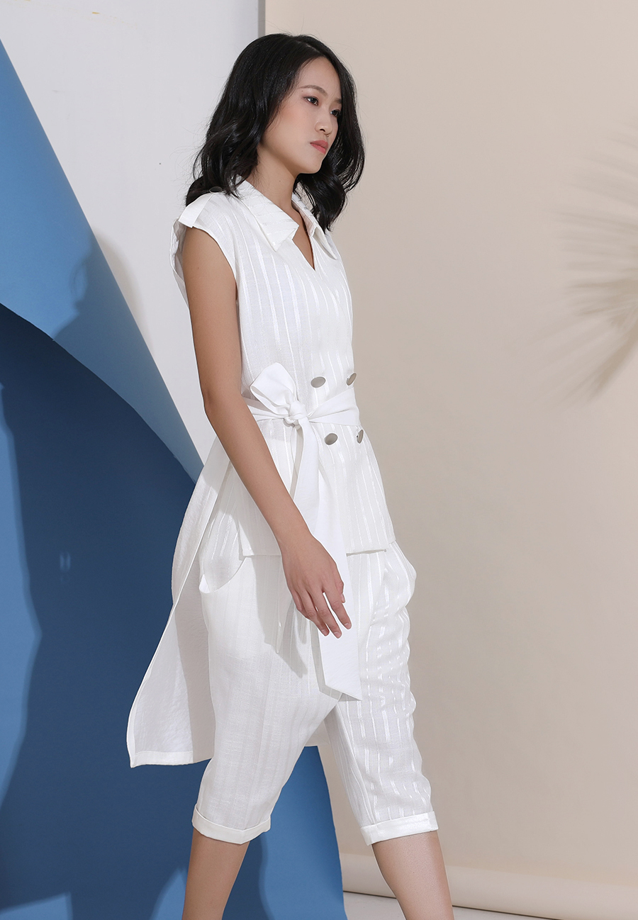 Waistcoat-Long Bi-Material-Tailored-W21032 06