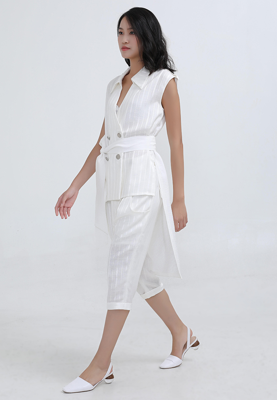 Waistcoat-Long Bi-Material-Tailored-W21032 08