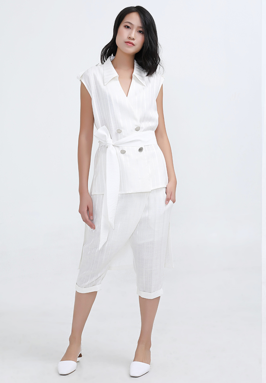 Waistcoat-Long Bi-Material-Tailored-W21032 09