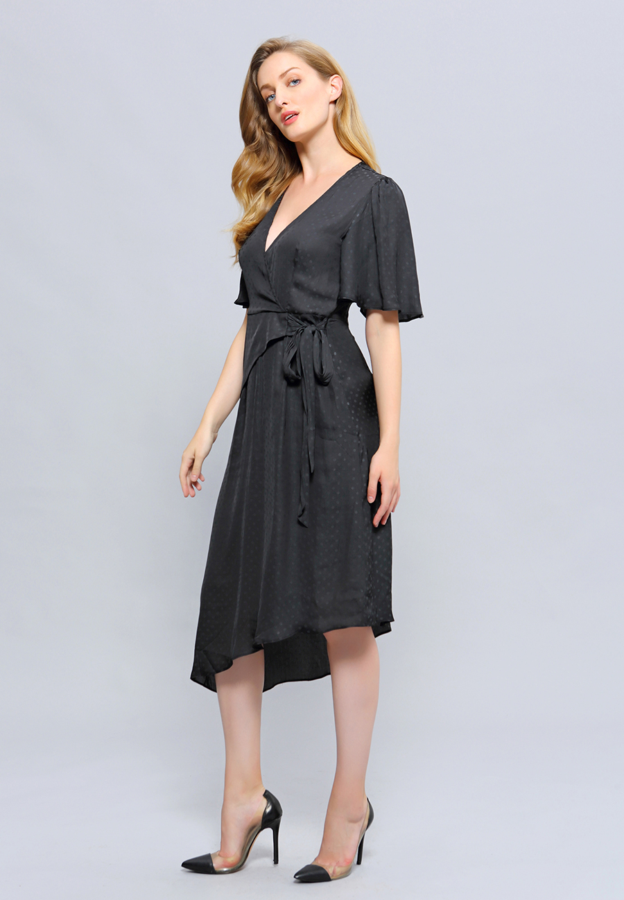 Dress Asymmetric Cross-Heart Flowy W98962-02