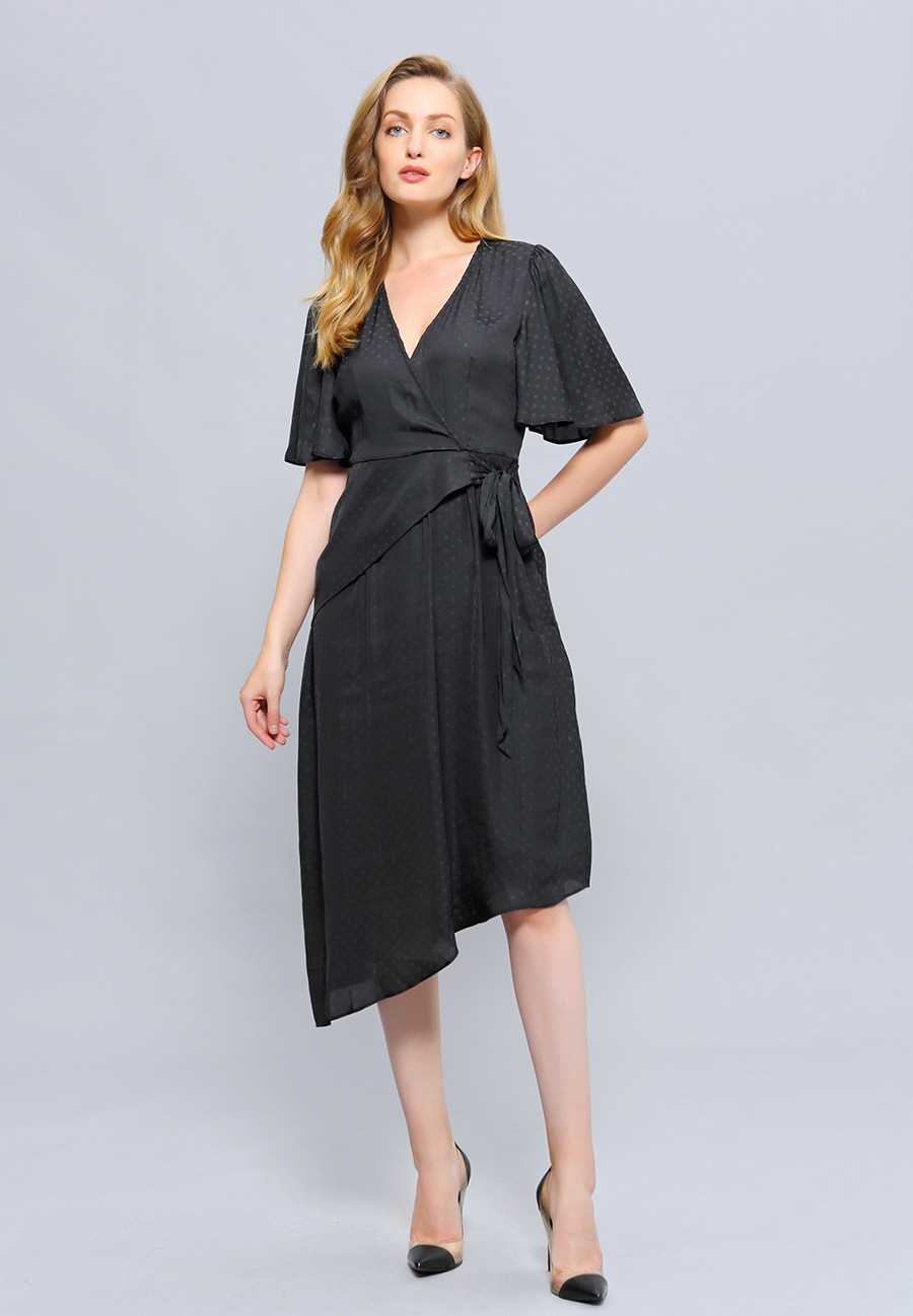 Dress Asymmetric Cross-Heart Flowy W98962-07