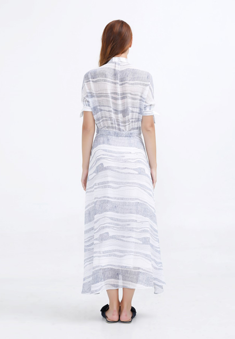 Dress Linear Elemental Print Midi Shirt W98527-05