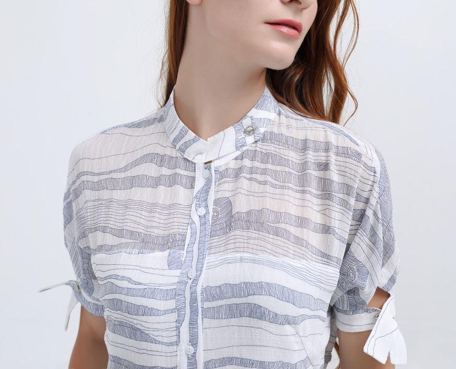 Dress Linear Elemental Print Midi Shirt W98527-07