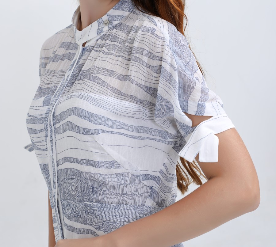 Dress Linear Elemental Print Midi Shirt W98527-08