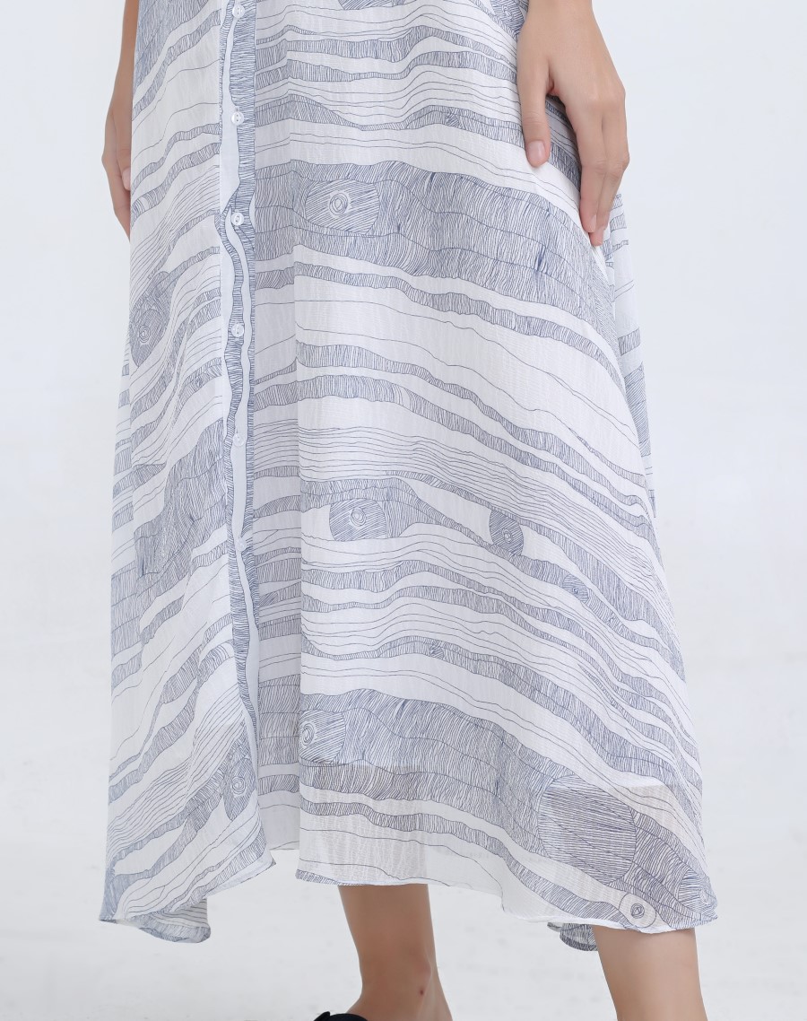 Dress Linear Elemental Print Midi Shirt W98527-09