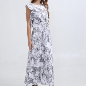 Dress Ruffle Flower Print Maxi