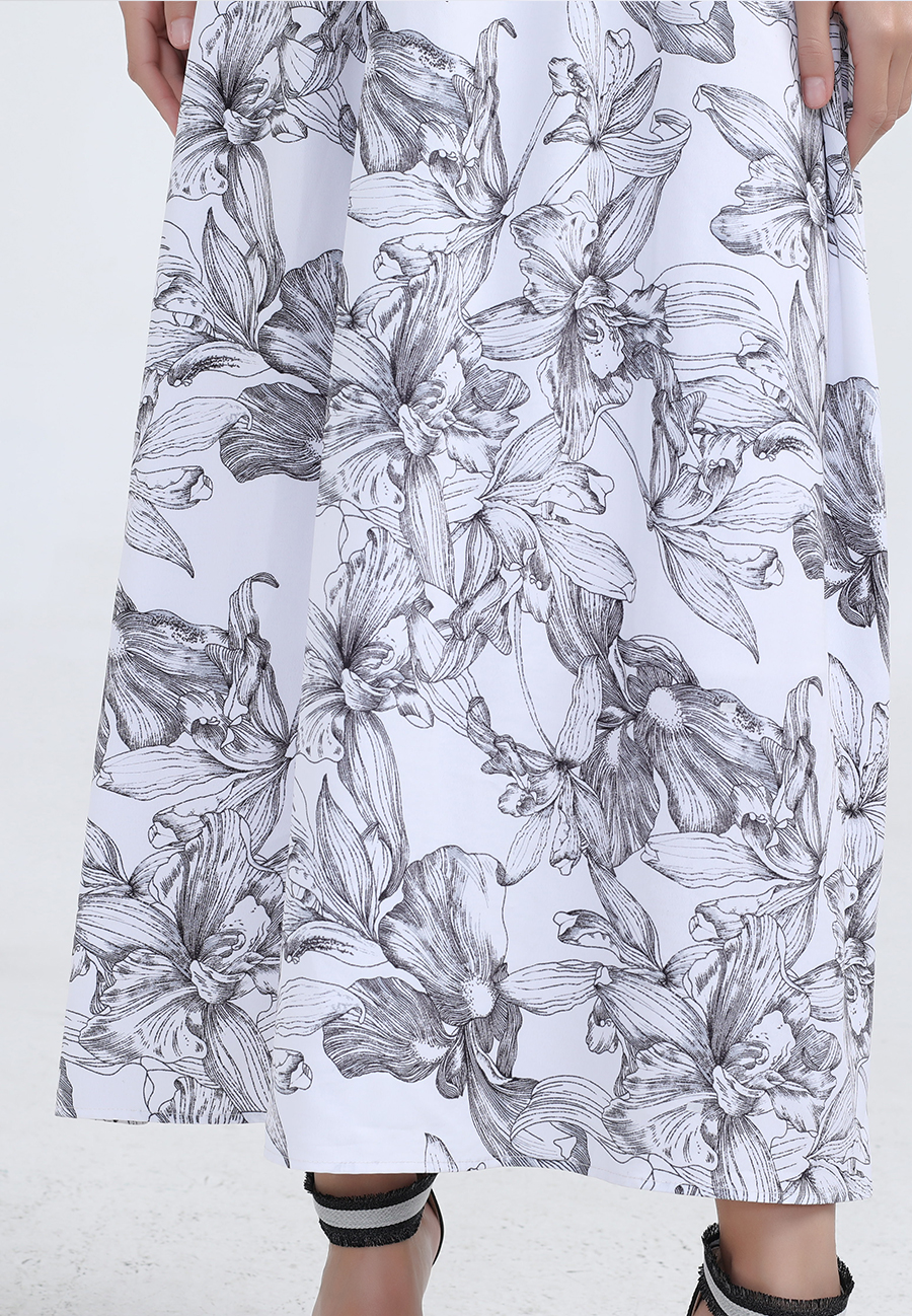 Dress Ruffle Flower Print Maxi W98433-06