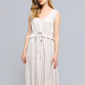 Dress V neckline Adjustable Waist Midi